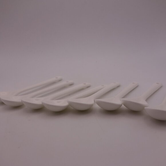 Set of Eight(8) Ceramic Coffee Tea Spoons with Hole in Top of Handle - Picture 2 of 11